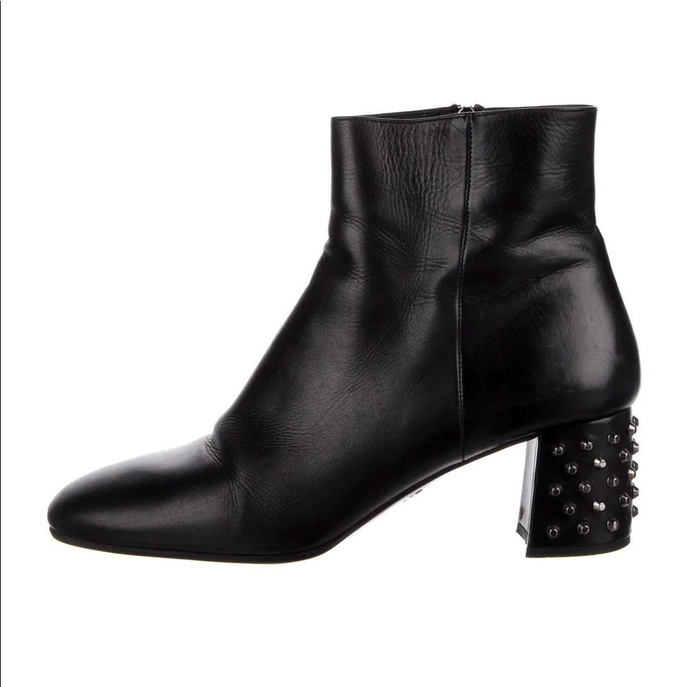 Prada Leather Studded Accents Boots